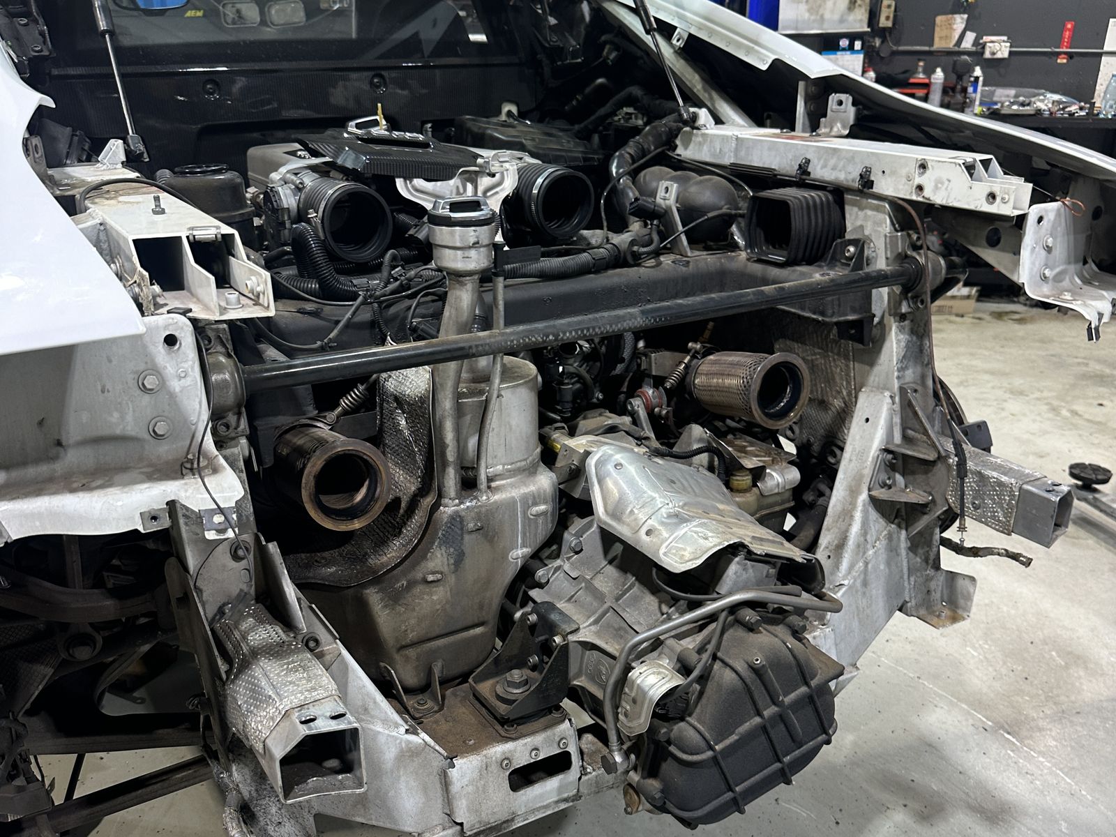 Titanium valved exhaust on a 2009 Audi R8 V8